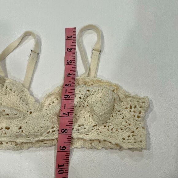 Free People Ivory Crochet Bralette Top Boho Festival Size Small - Picture 4 of 5